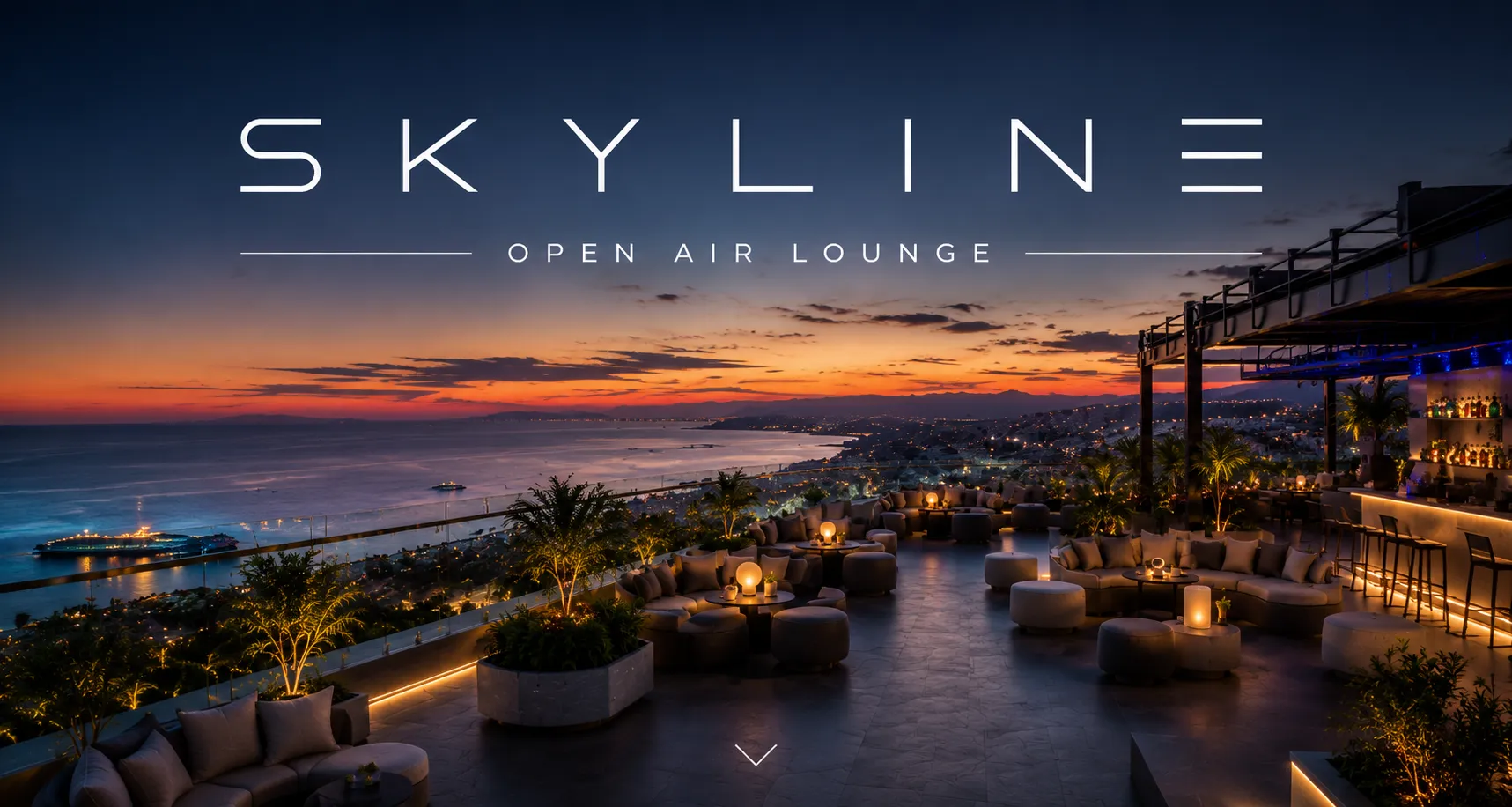 Skyline Open Air Lounge — atardecer mediterráneo